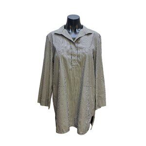 Lafayette 148 Black & White Striped Long Sleeve Blouse /Tunic